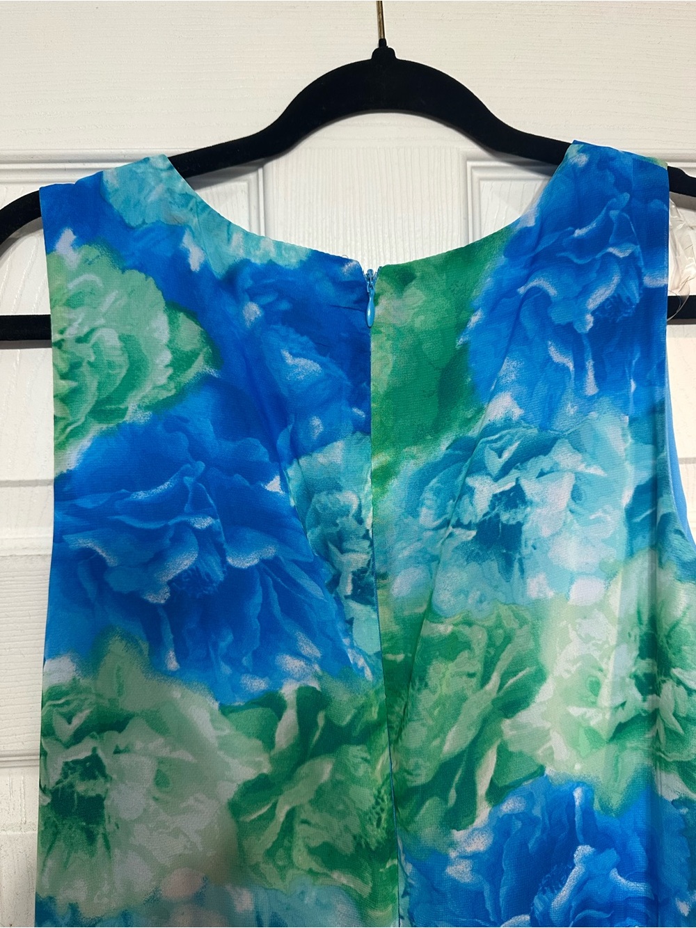 NWT Shelby & Palmer Blue Green Floral-Print Sleeveless Maxi Dress - Picture 9 of 10